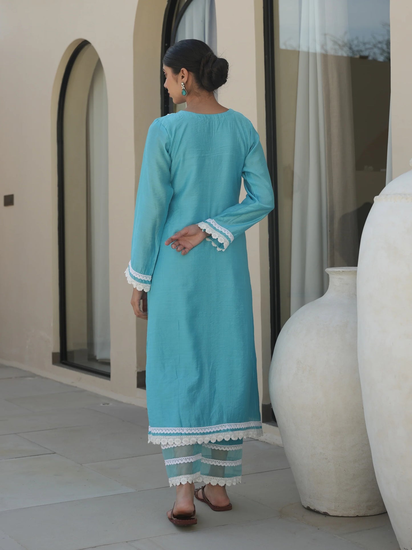 PINE SKY CHANDERI CROCHET LACEWORK SUIT SET