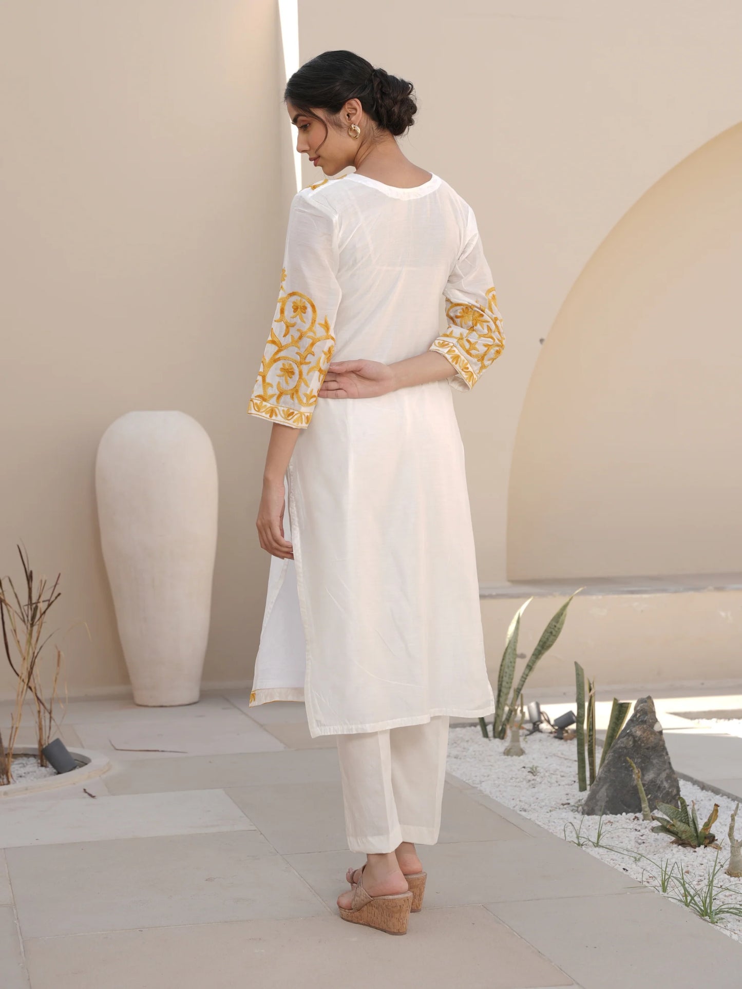 WISTERIA WHITE CHANDERI EMBROIDERED SUIT SET