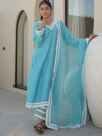 PINE SKY CHANDERI CROCHET LACEWORK SUIT SET